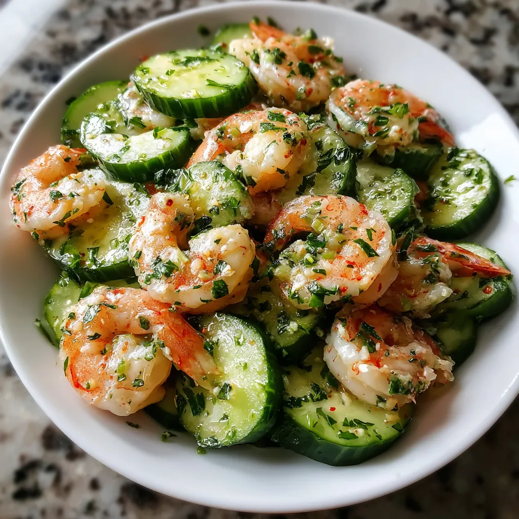 Fresh Cucumber Shrimp Salad with Creamy Herb Dressing and Crisp Vegetables - secondary view