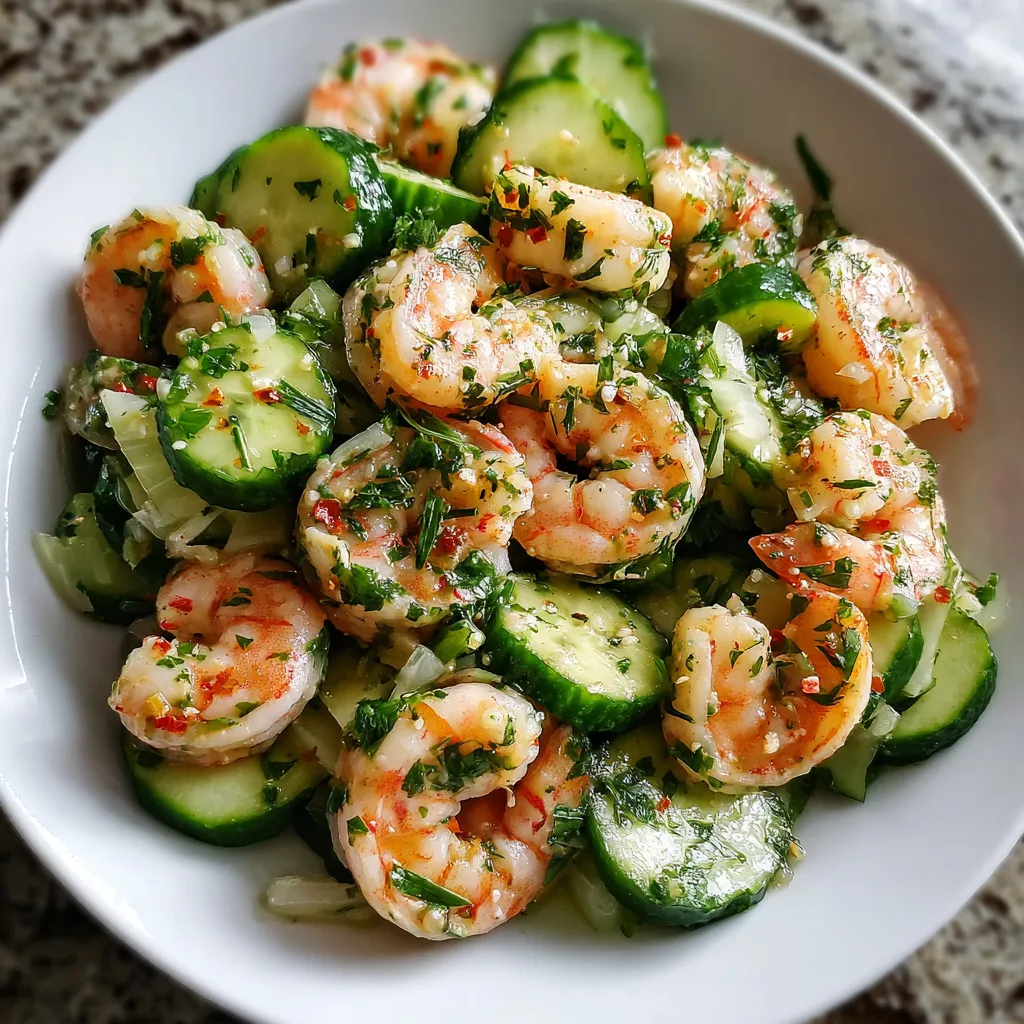 Fresh Cucumber Shrimp Salad with Creamy Herb Dressing and Crisp Vegetables - tertiary view
