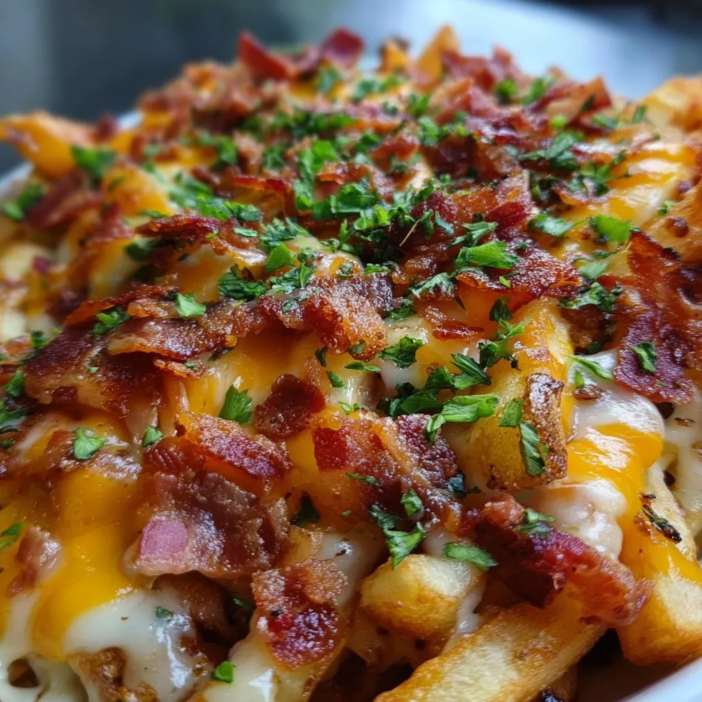 Easy Loaded Loaded Fries with Crispy Bacon, Melted Cheese, and Gourmet Toppings - main view