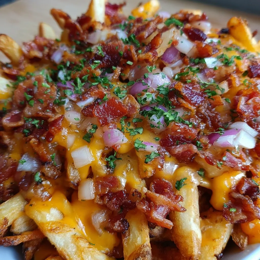 Easy Loaded Loaded Fries with Crispy Bacon, Melted Cheese, and Gourmet Toppings - secondary view
