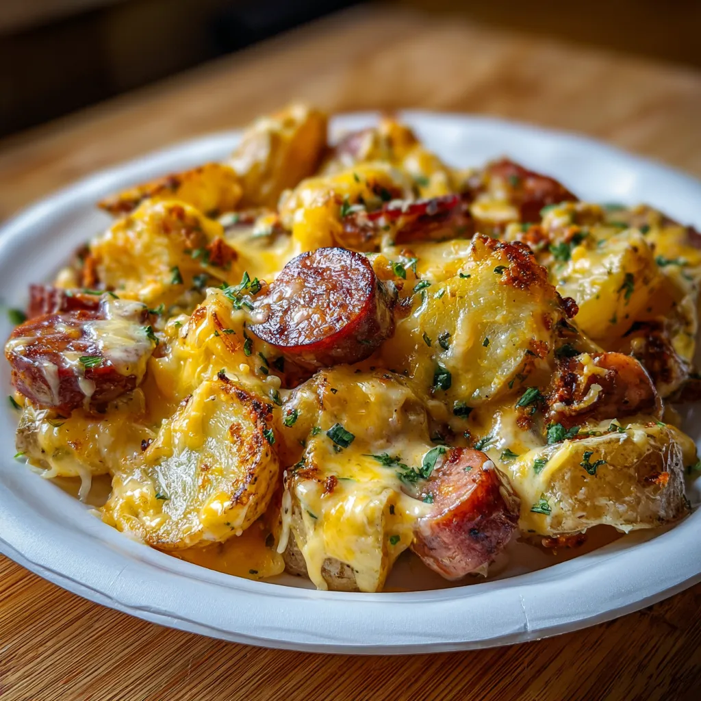 Ultimate Cheesy Ranch Potatoes and Smoked Sausage Skillet with Creamy Sauce