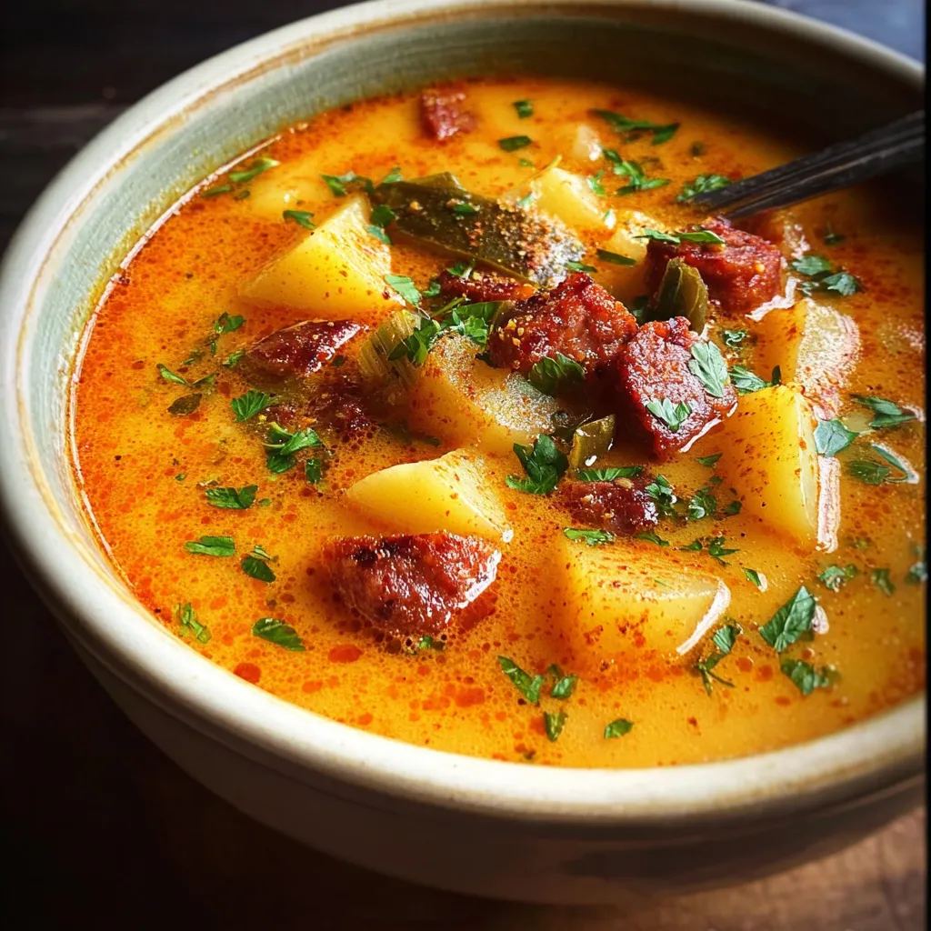 Authentic Spanish Potato Soup with Smoky Chorizo and Fresh Herbs