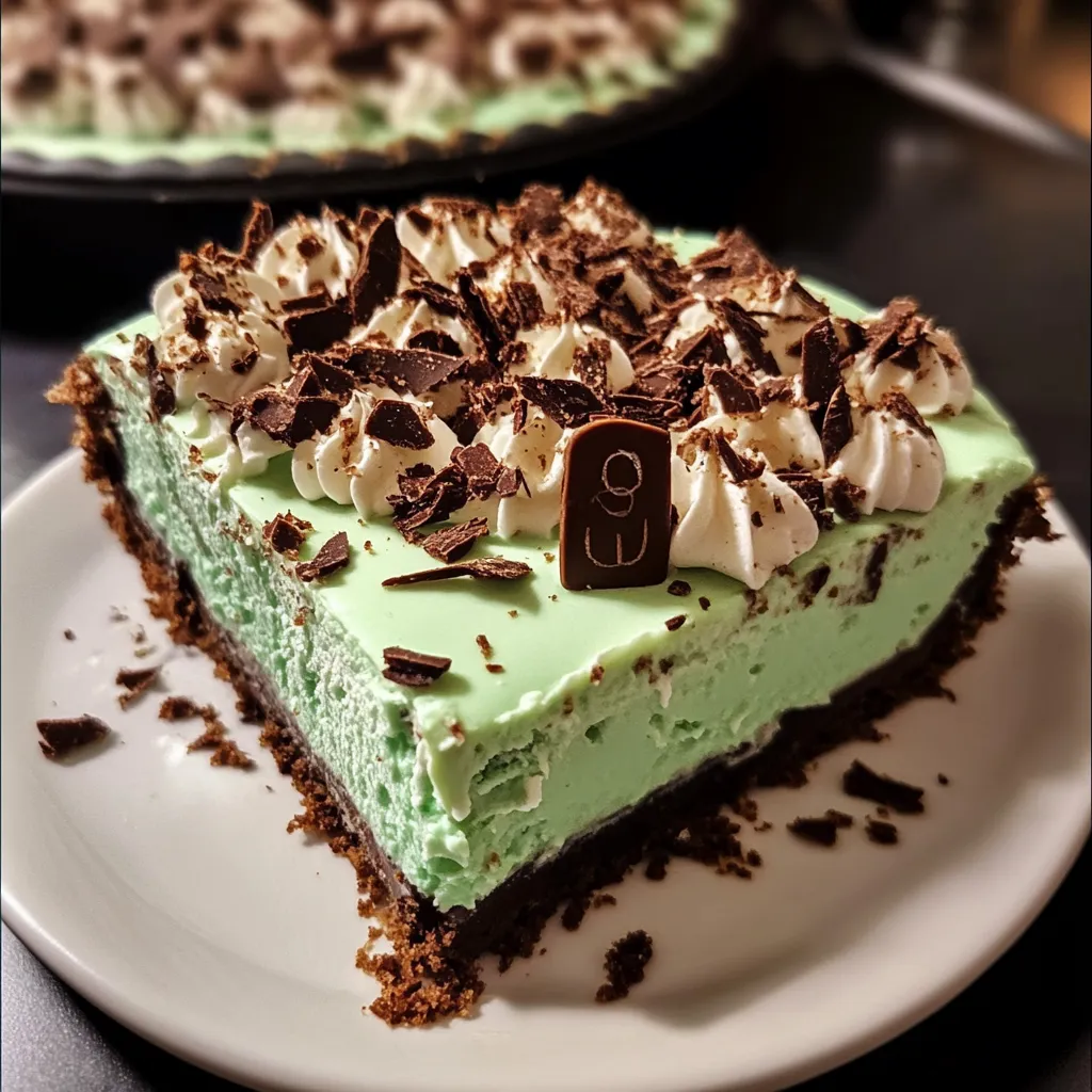 No-Bake Grasshopper Pie with Chocolate Cookie Crust and Mint Cream - tertiary view