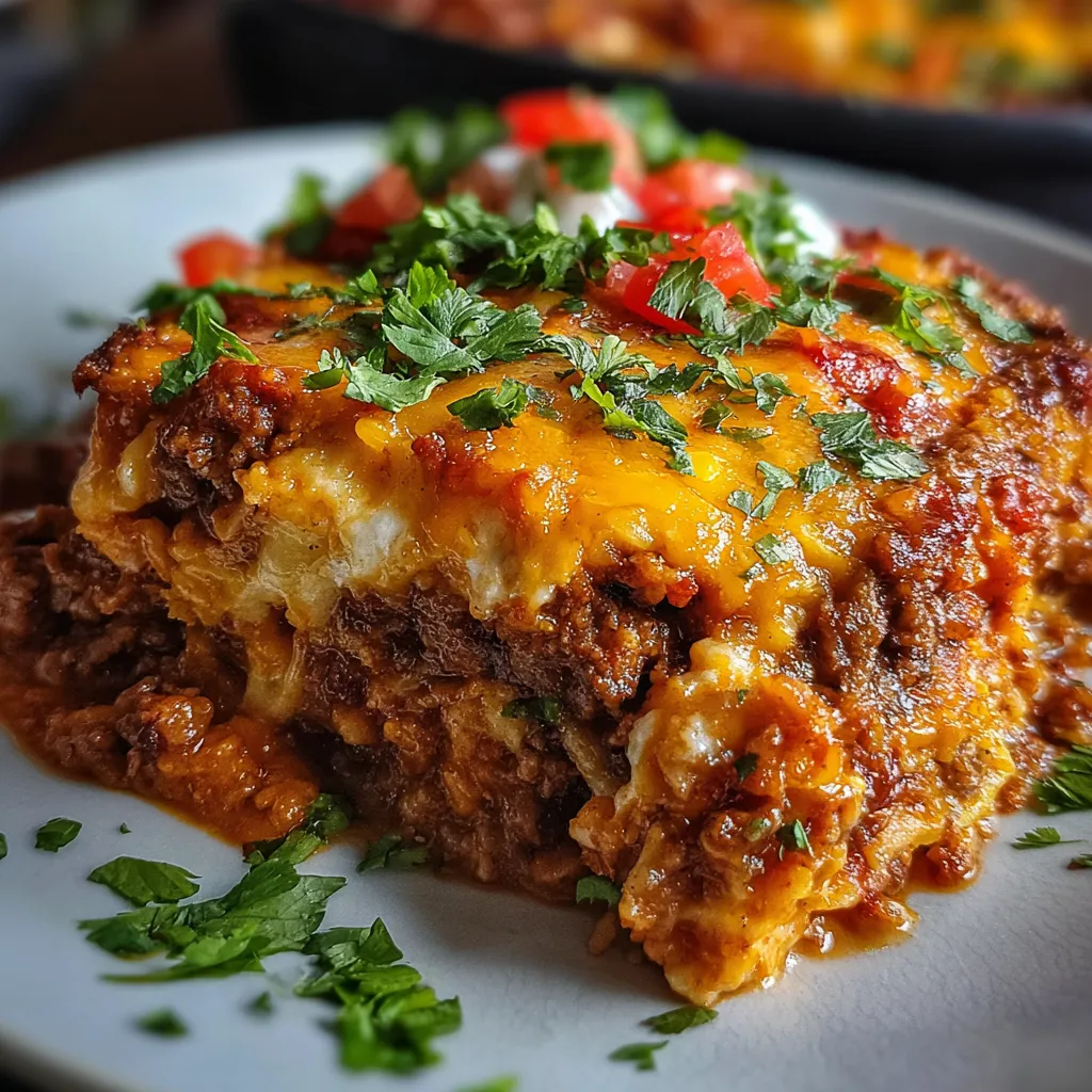 Ultimate Beef Enchilada Casserole with Melted Cheese and Homemade Sauce - secondary view