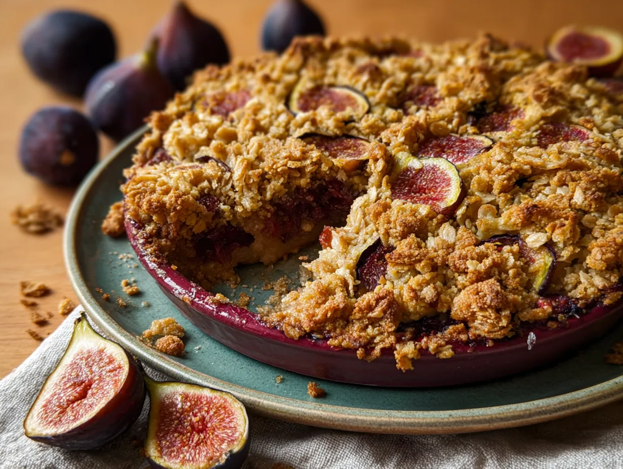 Rustic Fig and Honey Crumble with Golden Oat Topping and Warm Spices