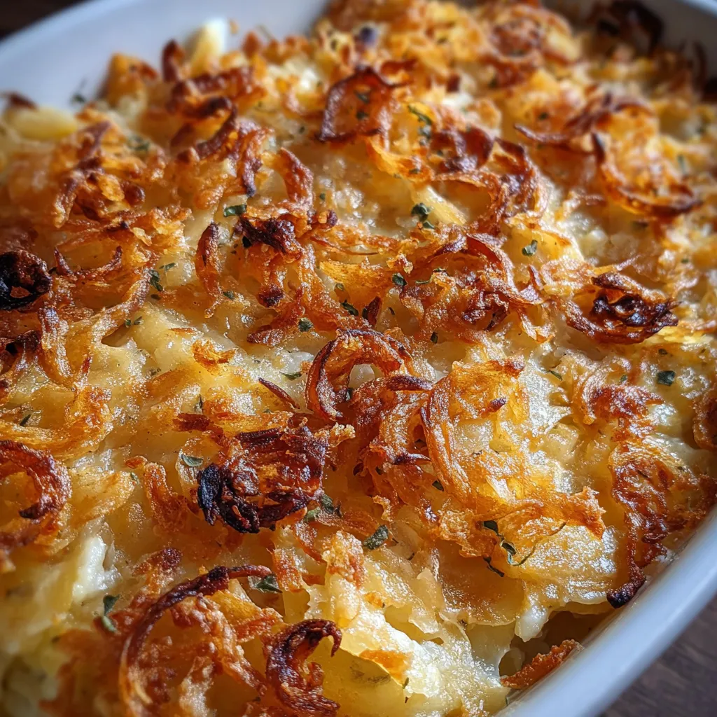 Ultimate French Onion Funeral Potatoes with Caramelized Onions and Gruyère Cheese