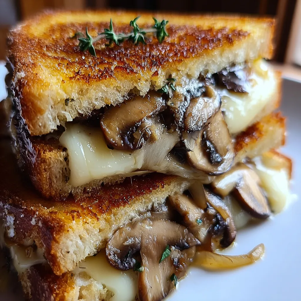Fast Grilled Cheese with Gouda, Roasted Mushrooms and Onions - Quick Gourmet Sandwich - main view