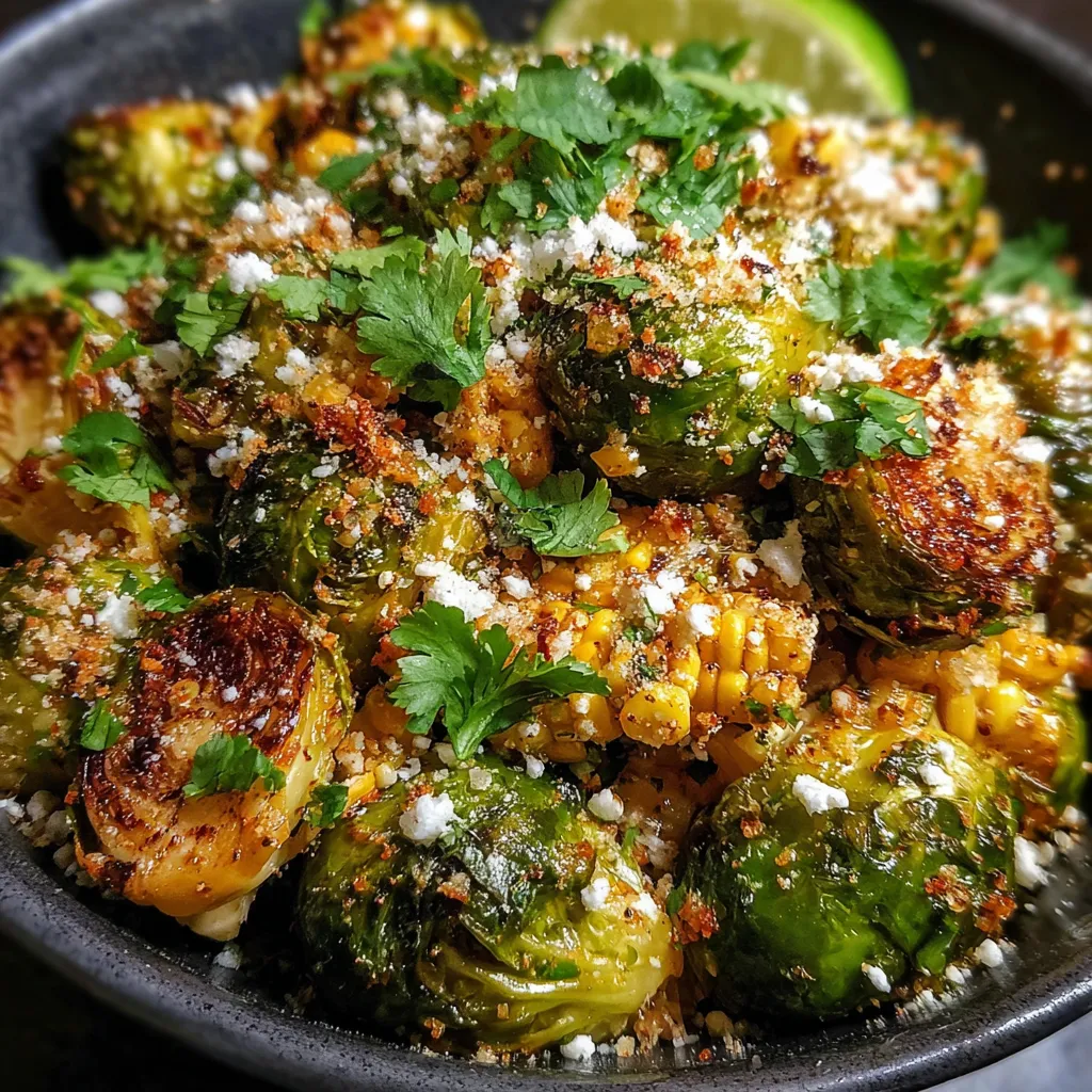Mexican Street Corn Brussels Sprouts with Lime Crema and Cotija Cheese - tertiary view