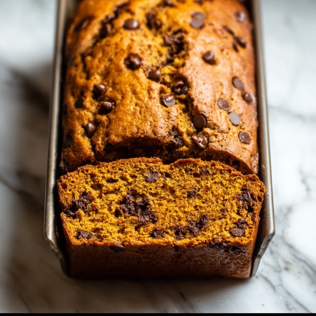 Moist Pumpkin Chocolate Chip Bread with Warm Fall Spices and Semi-Sweet Chocolate - tertiary view