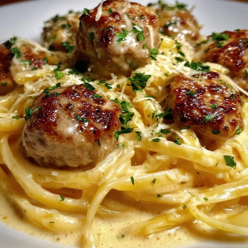 Ultimate Easy Garlic Butter Meatballs over Creamy Parmesan Sauce