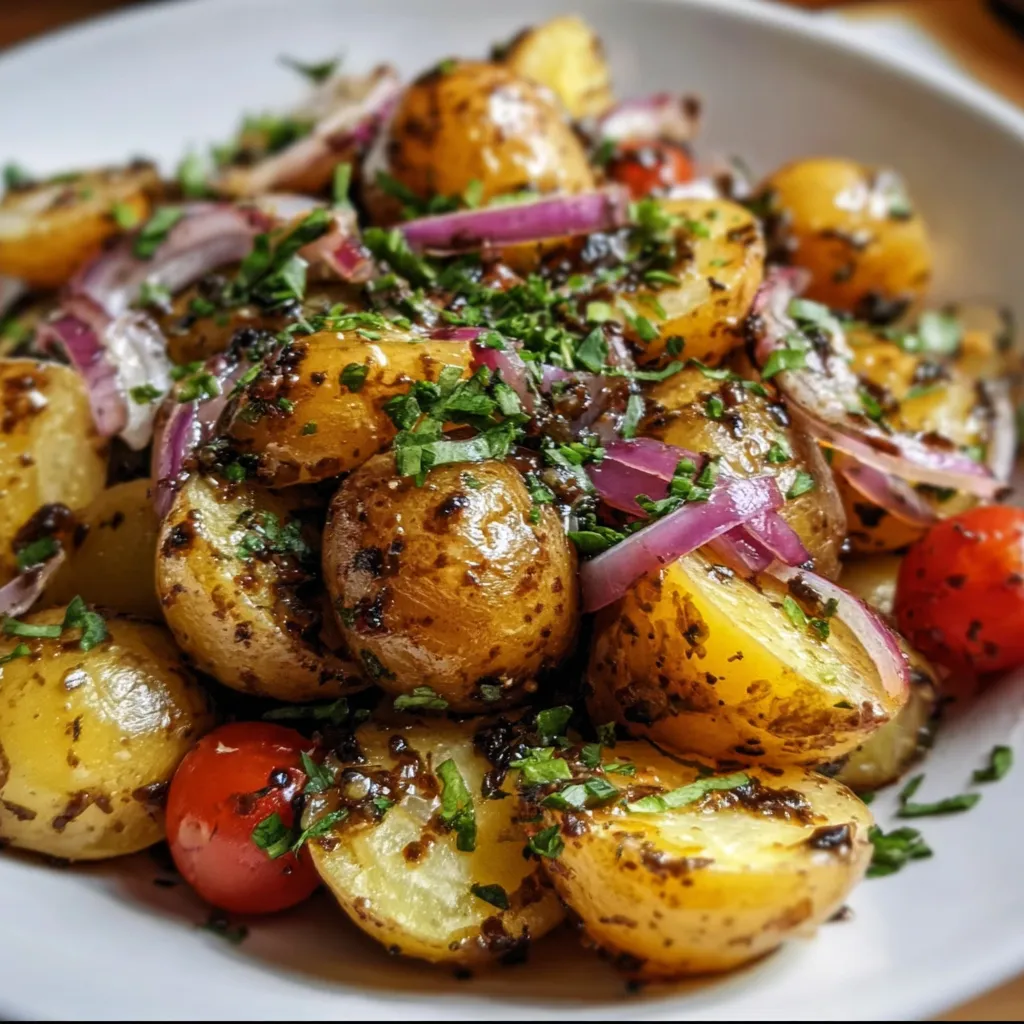 Mediterranean Balsamic Roasted Potato Salad with Fresh Herbs and Cherry Tomatoes - secondary view
