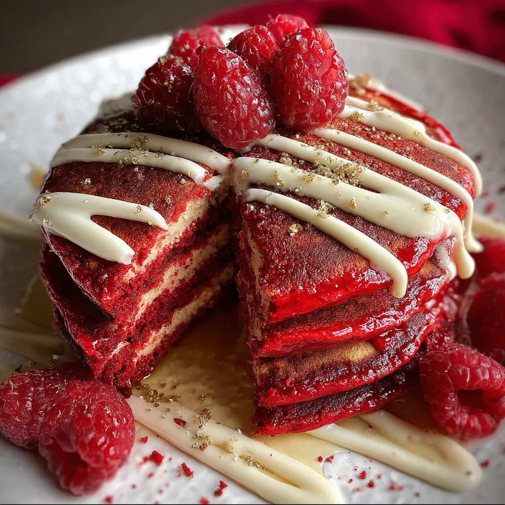 Ultimate Red Velvet Pancakes with Cream Cheese Glaze and Rich Cocoa Flavor - tertiary view