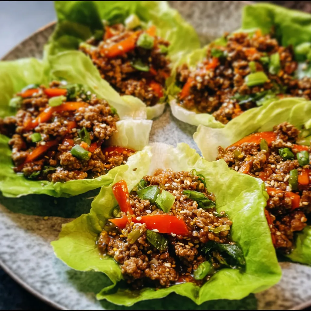 Ultimate Asian-Style Ground Beef Lettuce Wraps with Savory Ginger Soy Glaze