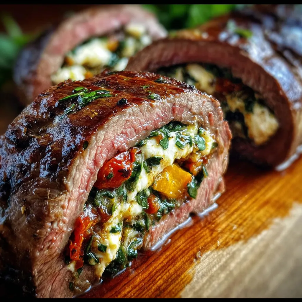 Irresistible Stuffed Flank Steak with Herb Spinach and Cheese for Family Dinner Fun - tertiary view