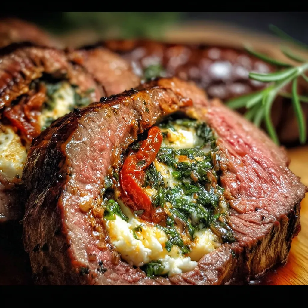 Irresistible Stuffed Flank Steak with Herb Spinach and Cheese for Family Dinner Fun - secondary view