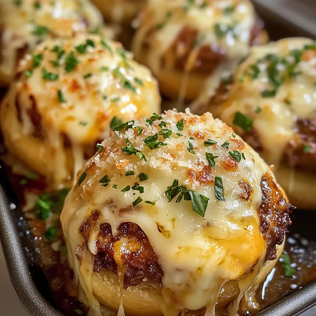 Ultimate Garlic Parmesan Cheeseburger Bombs with Crispy Coating and Cheese Centers