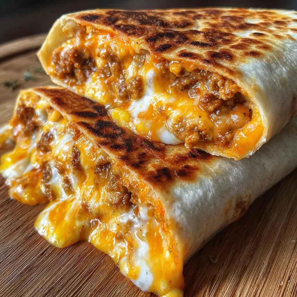 Ultimate Easy Grilled Cheese Burrito with Melted Cheese and Crispy Golden Tortilla