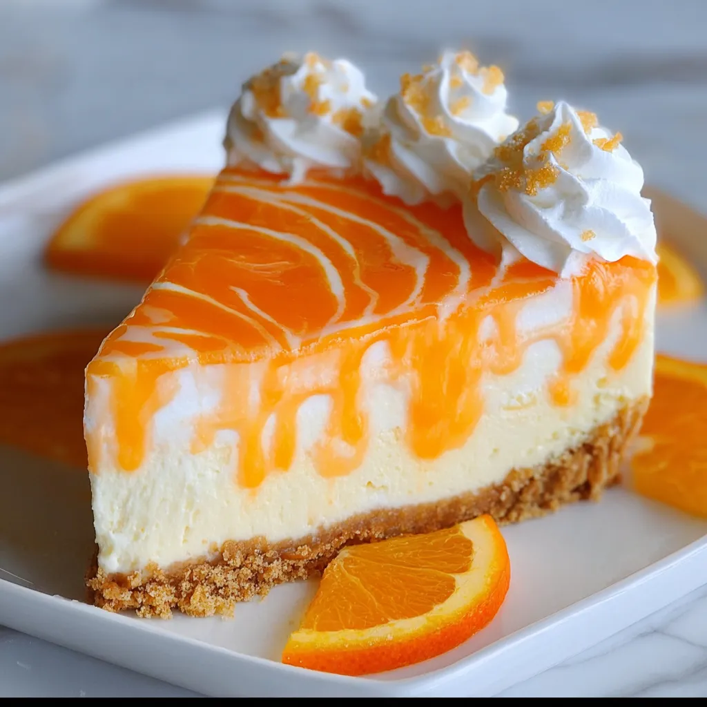 No Bake Orange Creamsicle Cheesecake with Dreamy Citrus Cream Filling - secondary view