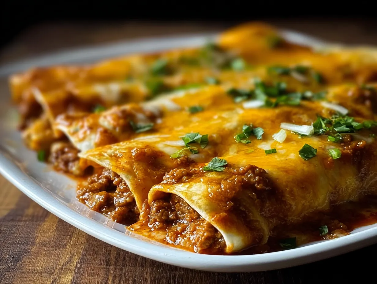 Ultimate Cheesy Ground Beef Enchiladas with Rich Sauce and Melted Cheese
