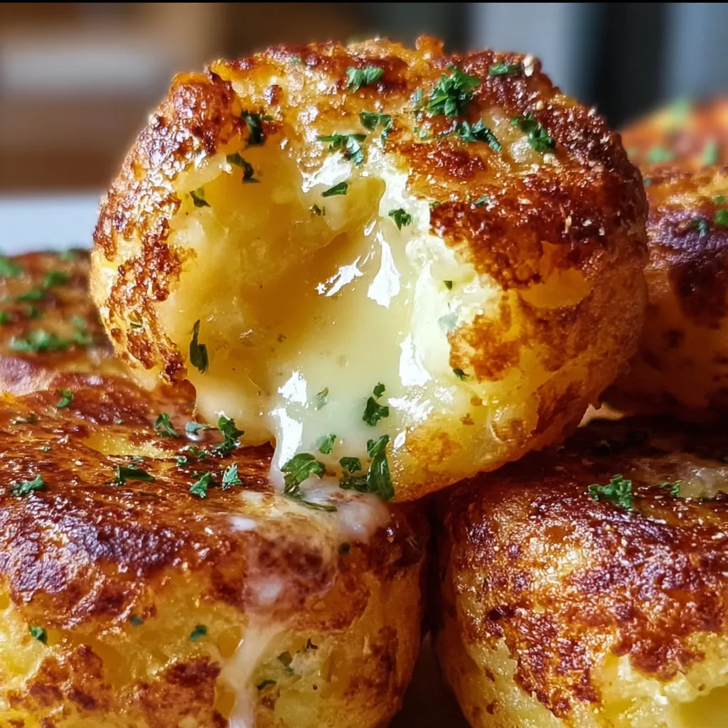 Crispy Golden Mashed Potato Cheese Puffs with Three-Cheese Blend and Fresh Herbs - secondary view
