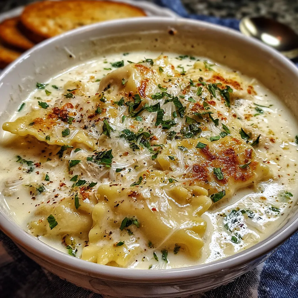 Creamy White Lasagna Soup with Italian Sausage and Three Cheeses - tertiary view