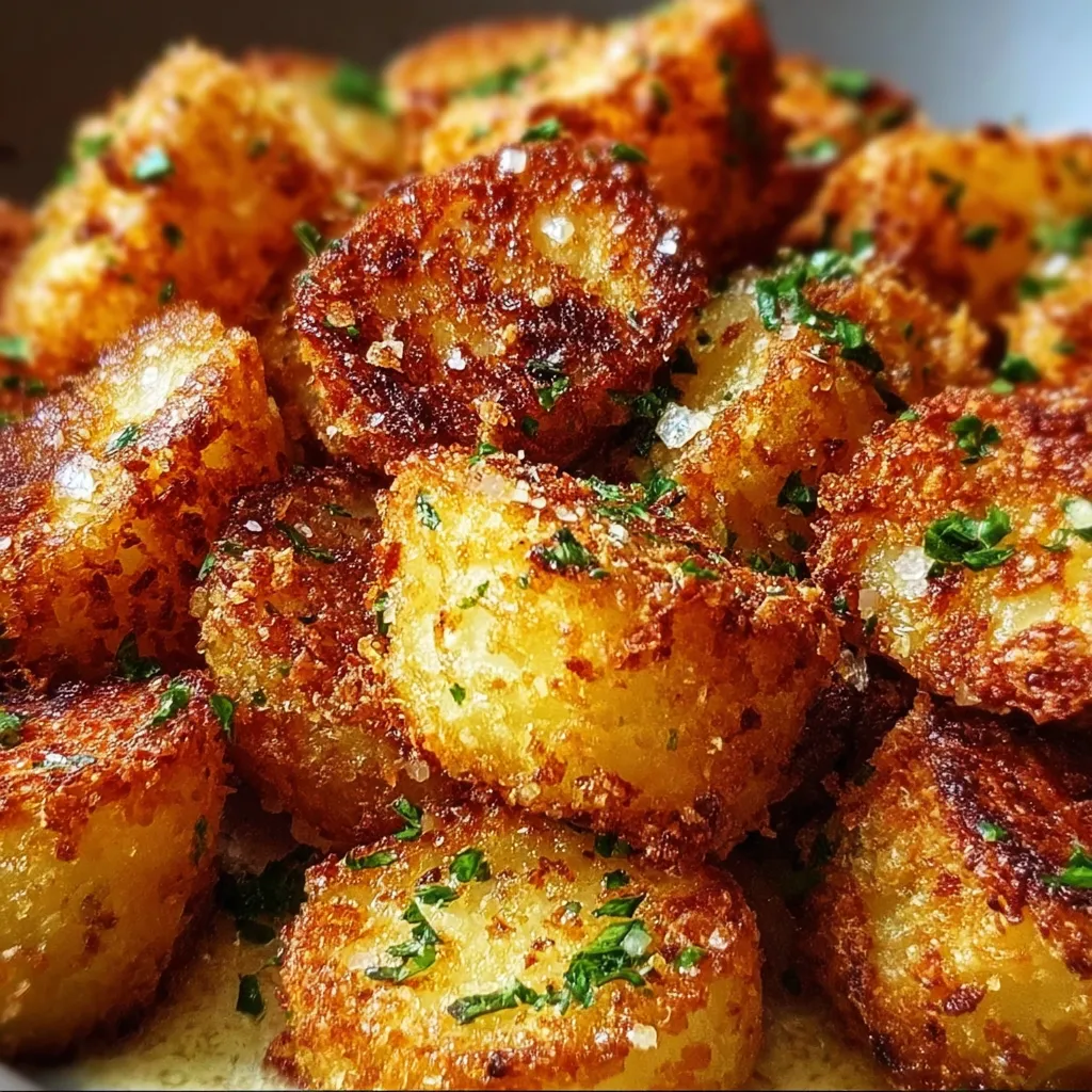 Ultimate Crispy Garlic Parmesan Crusted Golden Roasted Potatoes with Fresh Herbs