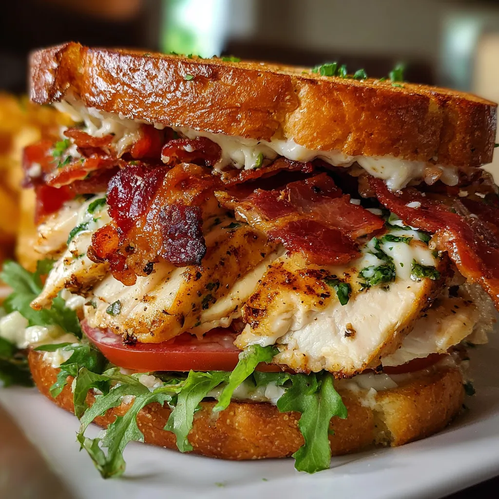 Ultimate Loaded Chicken Club Sandwich with Bacon - Triple-Decker Paradise Experience - secondary view