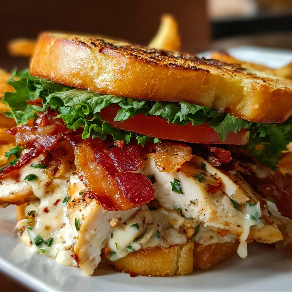 Ultimate Loaded Chicken Club Sandwich with Bacon - Triple-Decker Paradise Experience - tertiary view