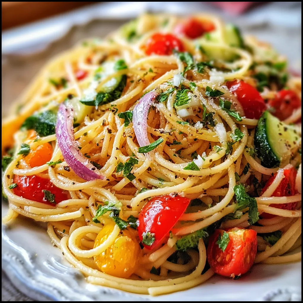 Classic Spaghetti Salad with Zesty Italian Dressing and Fresh Vegetables