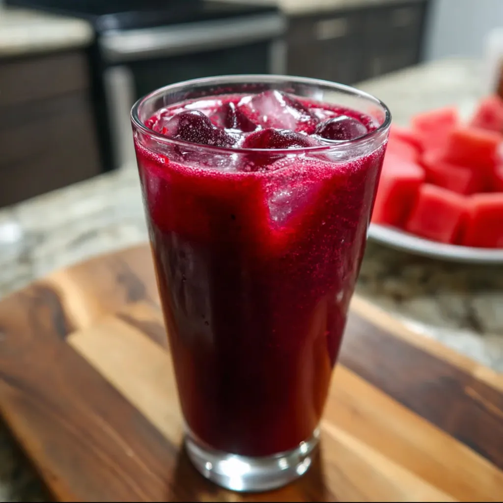 Fresh Watermelon Cherry Berry Beet Juice with Natural Antioxidant Power Boost