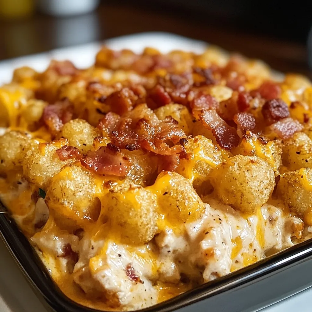 Chicken Bacon Ranch Tater Tot Casserole - Ultimate Comfort Food Recipe