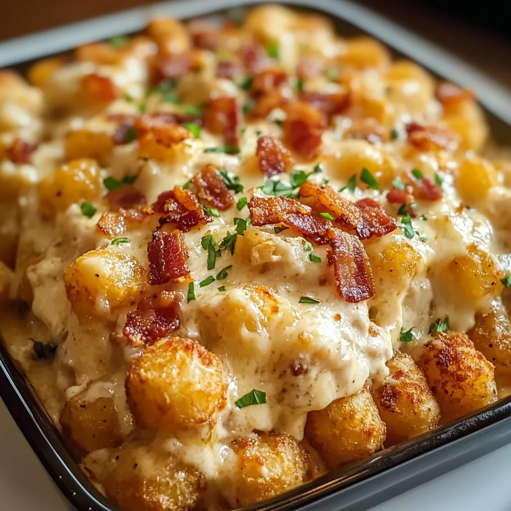 Chicken Bacon Ranch Tater Tot Casserole - Ultimate Comfort Food Recipe - secondary view