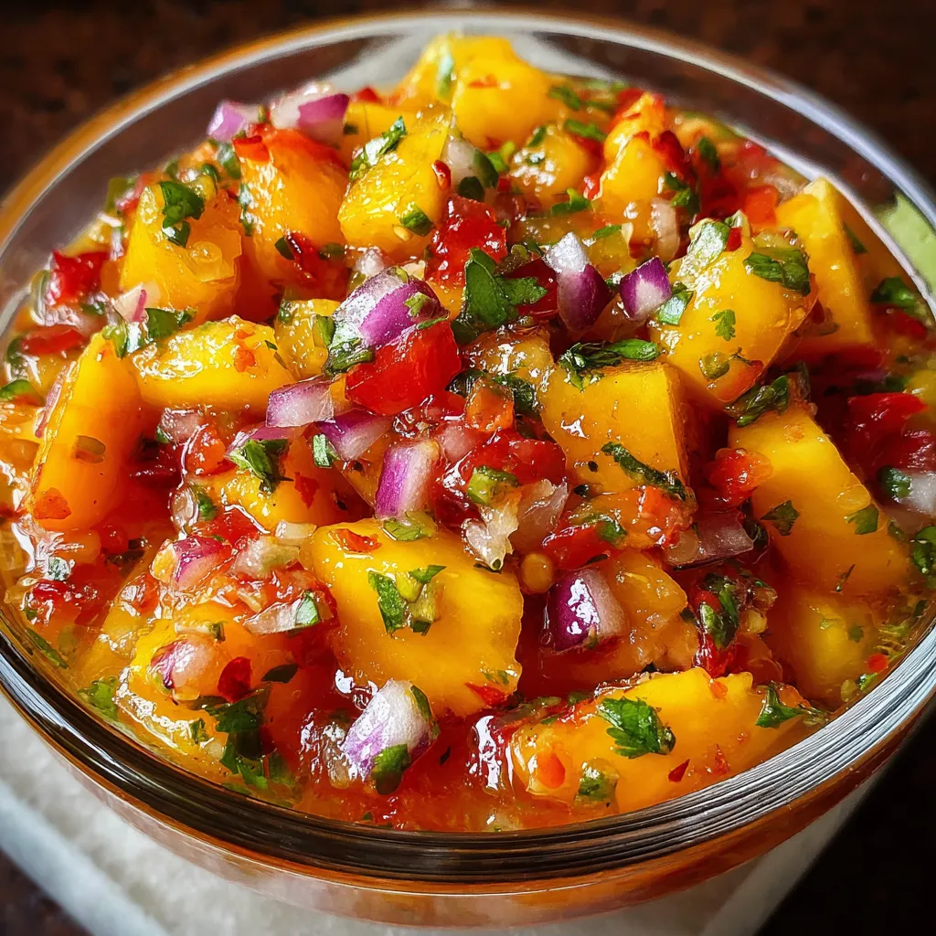 Fresh Sweet & Spicy Peach Salsa with Jalapeños and Cilantro - main view