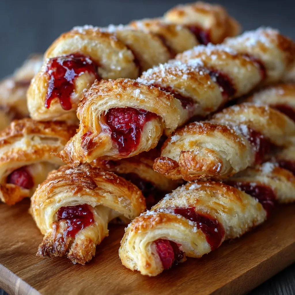 Buttery Flaky Raspberry Pastry Twists with Sweet Glaze and Fresh Berries