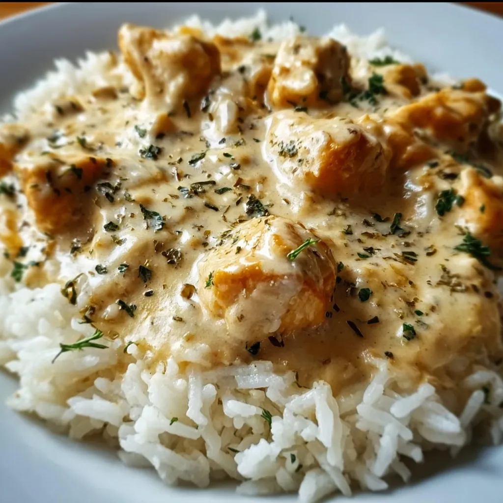 Quick and Easy Creamy Smothered Chicken and Rice with Savory Herb Gravy - secondary view