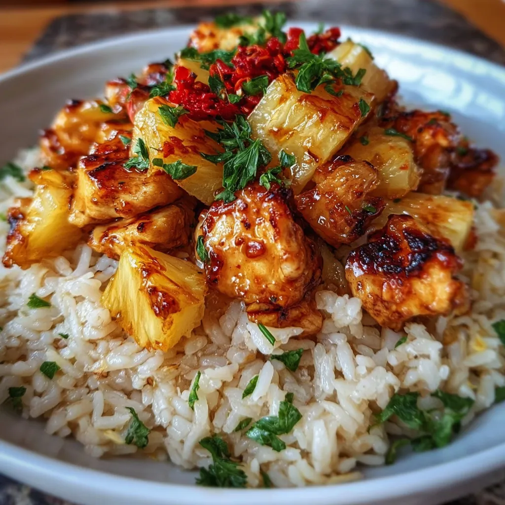 Sweet and Savory Tropical Pineapple Chicken and Rice Bowl Paradise - secondary view