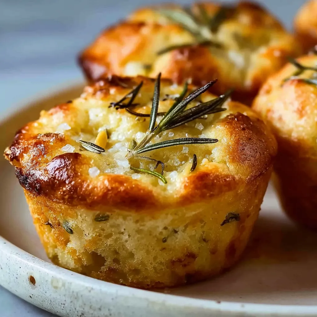 Single Garlic Rosemary Focaccia Muffin - Individual Italian Herb Bread Perfection - tertiary view