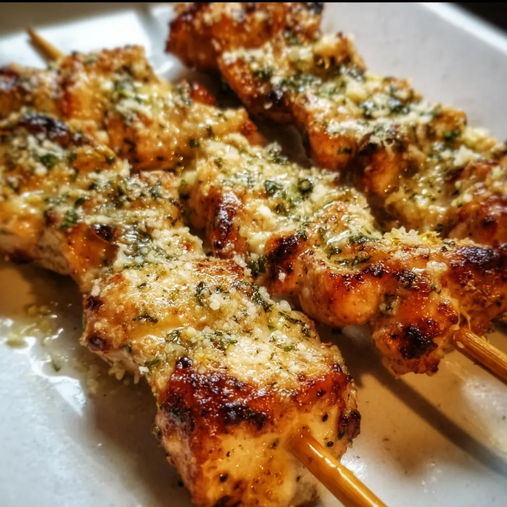 Ultimate Ranch Garlic Parmesan Chicken Skewers with Crispy Herb Coating