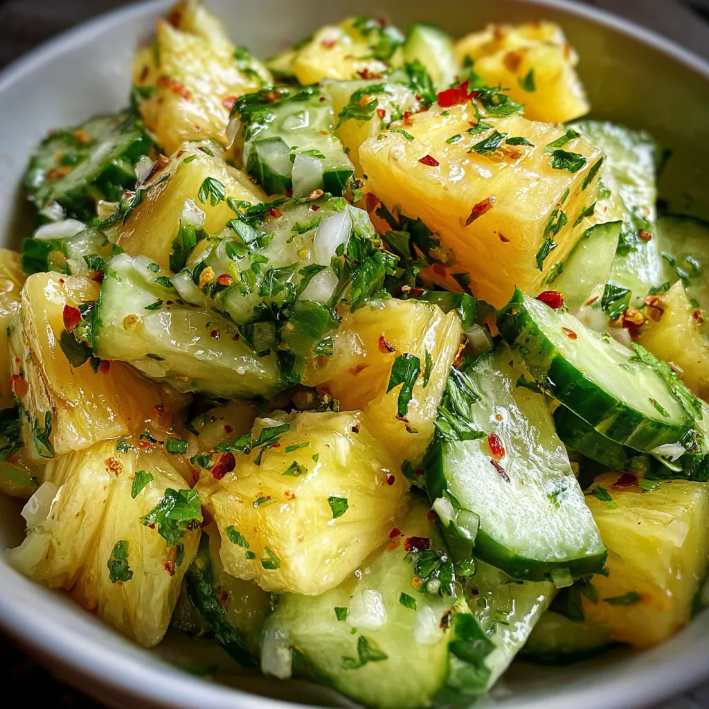 Ultimate Pineapple Cucumber Salad with Fresh Lime Mint Dressing Perfection - tertiary view