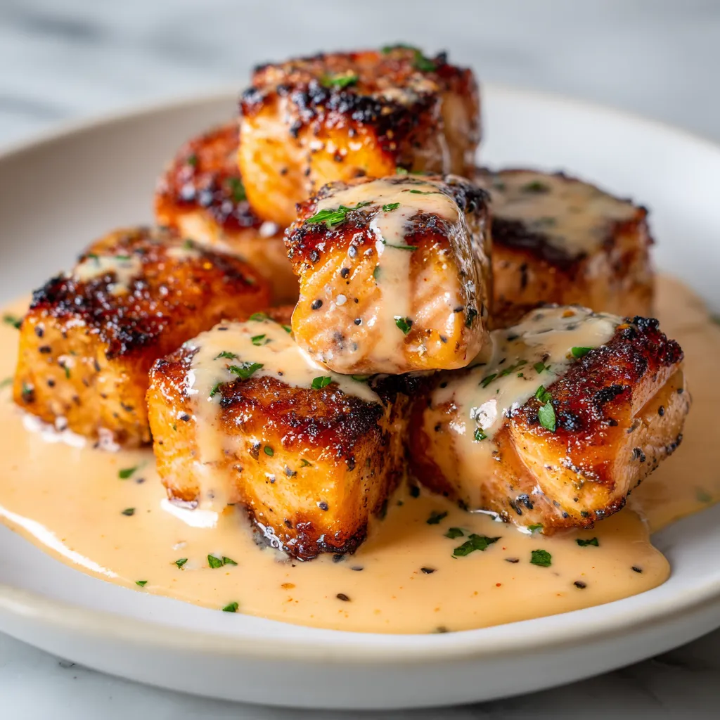 Crispy Bang Bang Salmon Bites with Creamy Sweet Chili Sauce - Easy Air Fryer Appetizer - secondary view