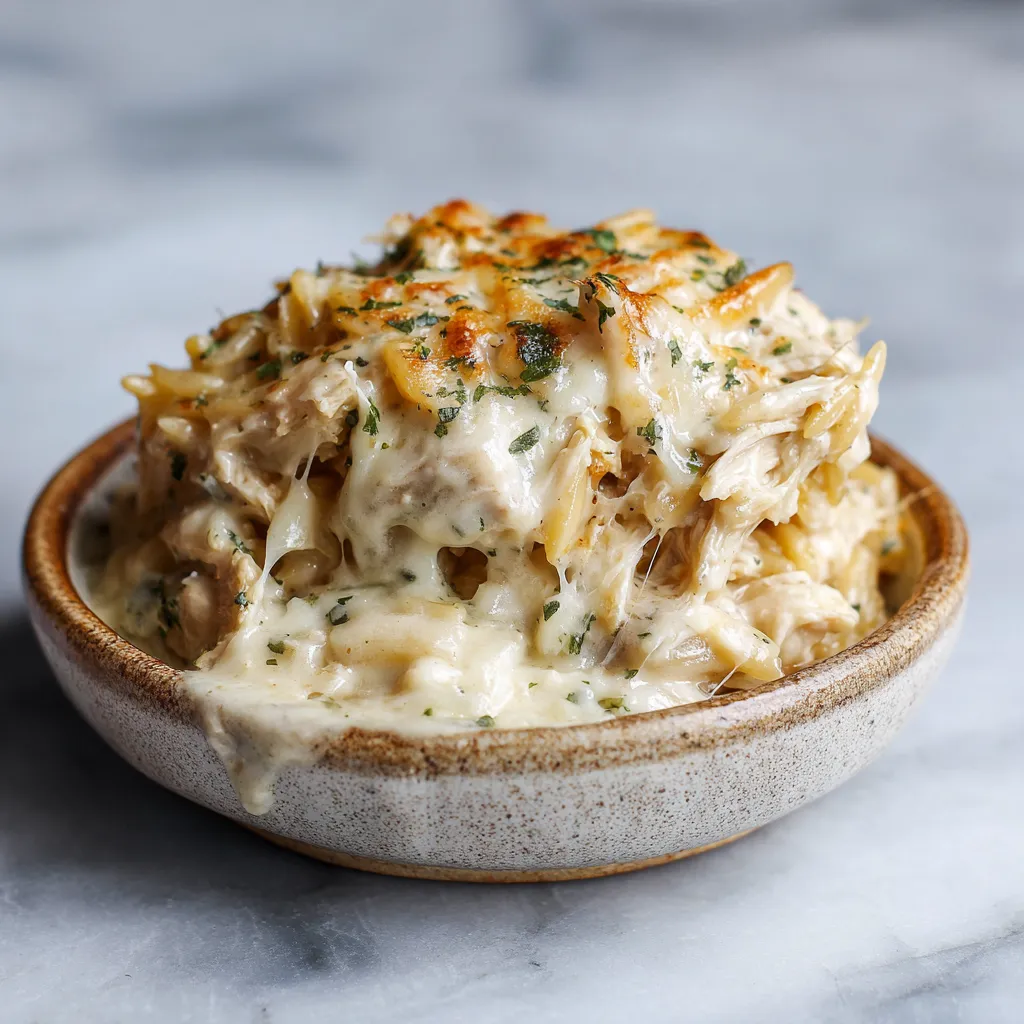 Ultimate Creamy Baked Chicken and Rice Casserole with Three Cheese Blend and Garlic Herb Seasoning - secondary view