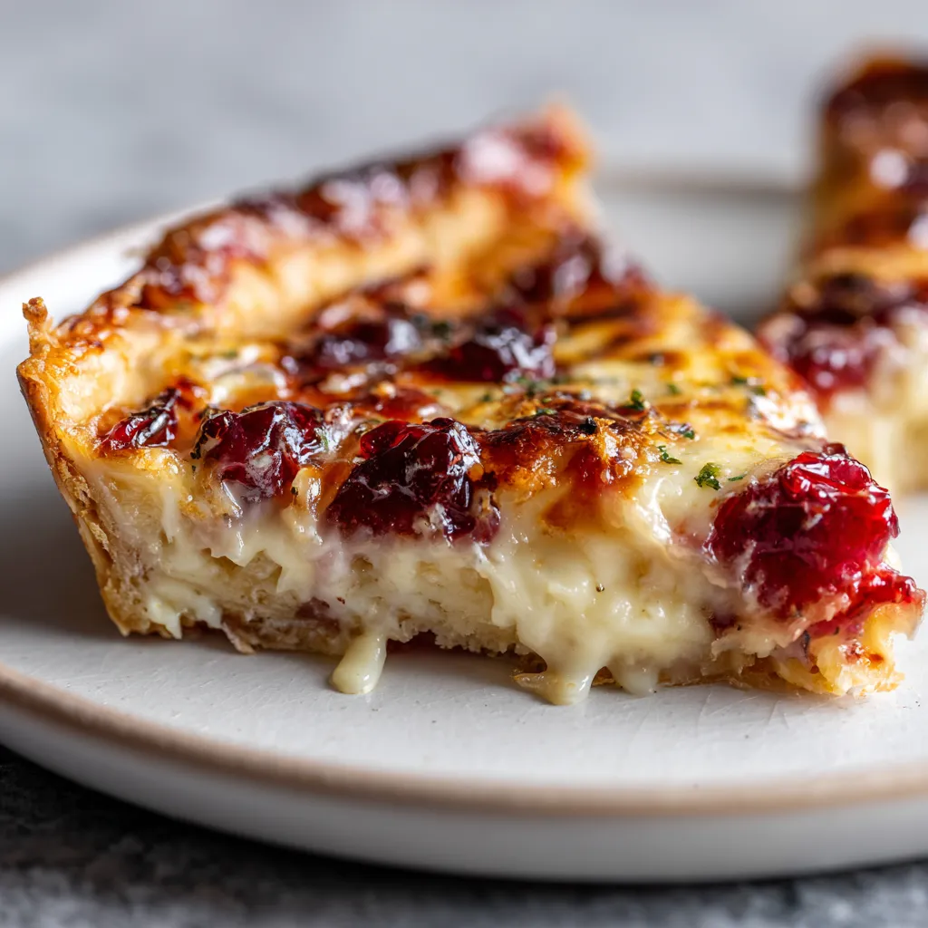 Elegant Cranberry Brie Puff Pastry Tart with Candied Pecans Fresh Thyme and Honey Drizzle - secondary view