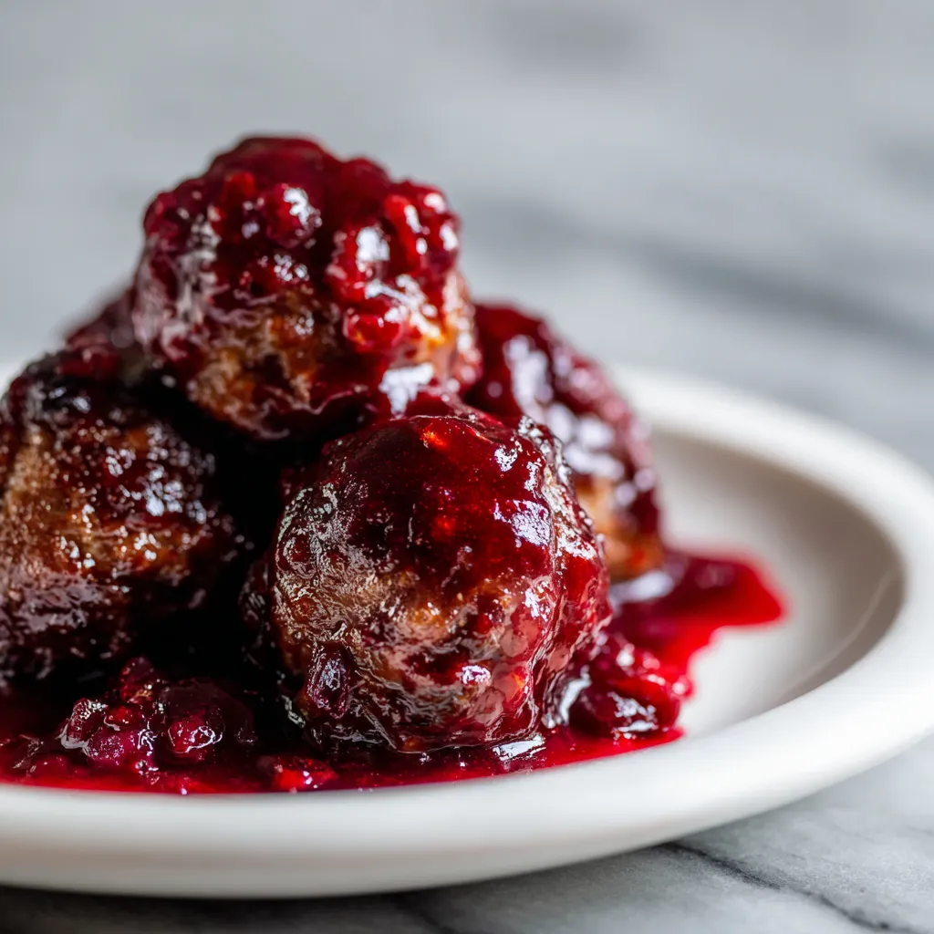 Sweet and Tangy Cranberry Glazed Meatballs with Homemade Sauce Perfect for Holiday Entertaining - tertiary view