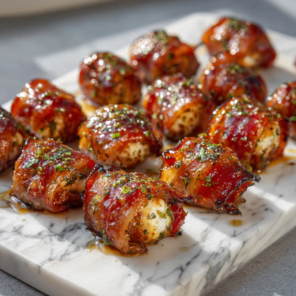 Honey Herb Prosciutto Wrapped Mozzarella Bites with Balsamic Glaze and Fresh Rosemary - tertiary view