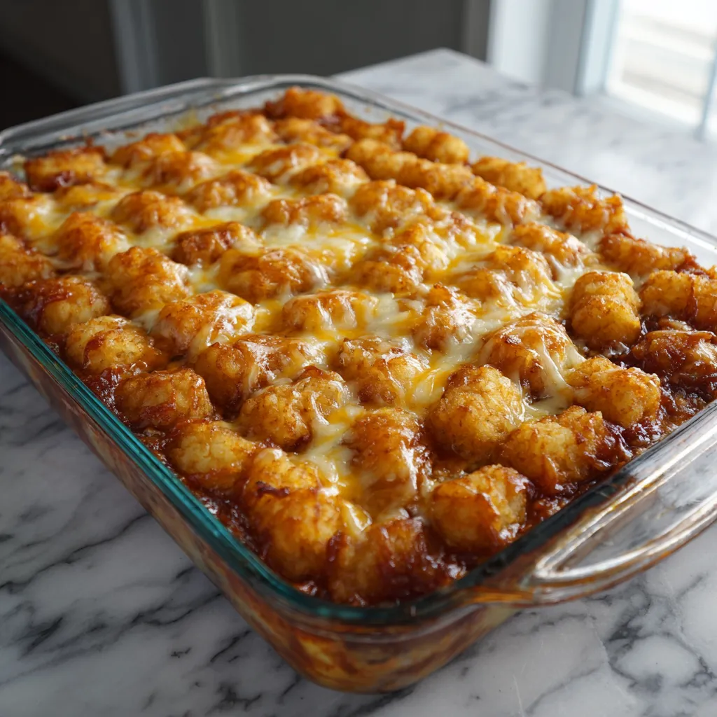 Ultimate Chili Cheese Tater Tot Casserole with Crispy Golden Layers and Melted Cheddar Perfection - tertiary view