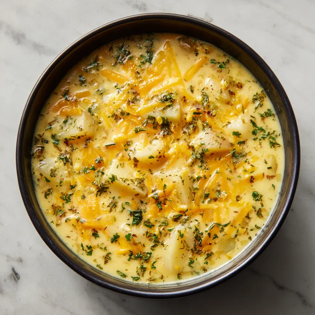 Ultimate Hearty Cheddar Garlic Herb Potato Soup with Fresh Herbs and Sharp Cheddar
