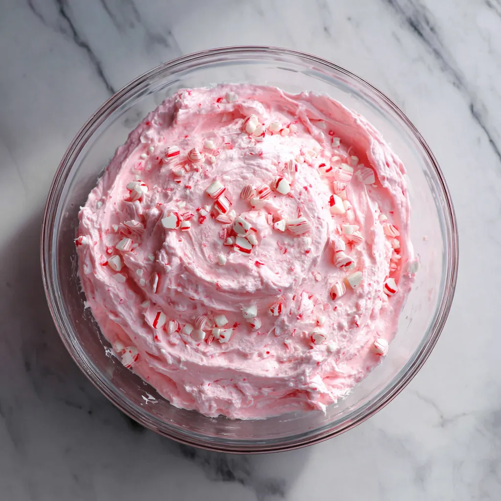 Quick Christmas Peppermint Fluff Dip with Crushed Candy Canes and Creamy Marshmallow Whip - tertiary view
