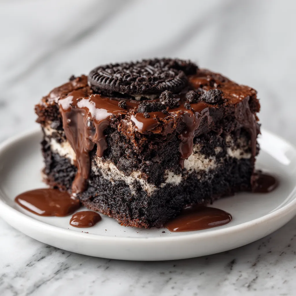 Ultimate Fudgy Triple Layer Oreo Brownies with Chocolate Ganache and Cookie Crumble Perfection - main view