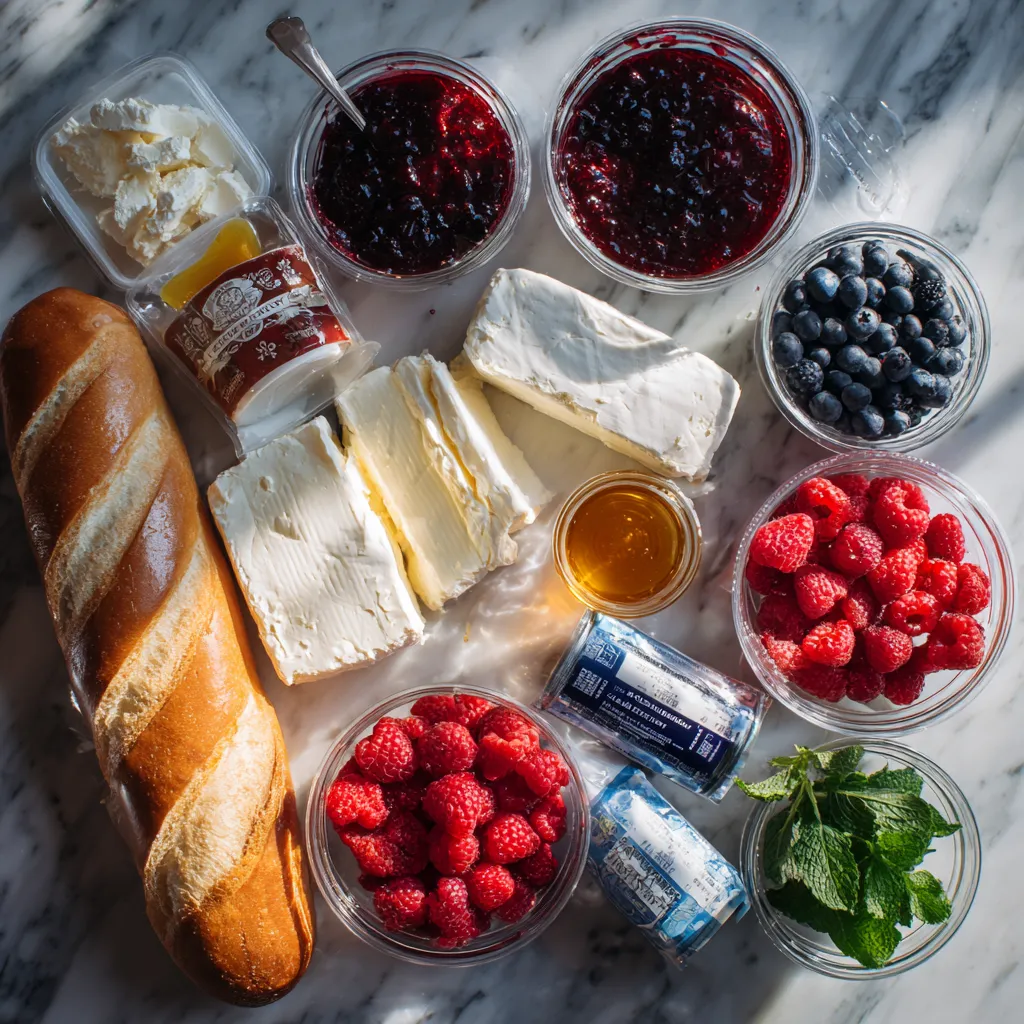 Mixed Berry Cream Cheese Bruschetta with Honey Drizzle - Quick Camping Breakfast Recipe - tertiary view