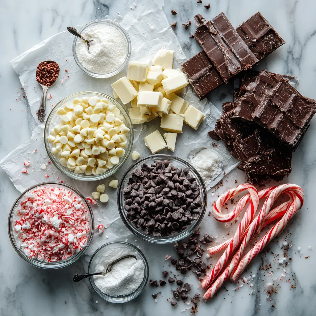 Classic Homemade Peppermint Bark with White and Dark Chocolate Layers Holiday Candy